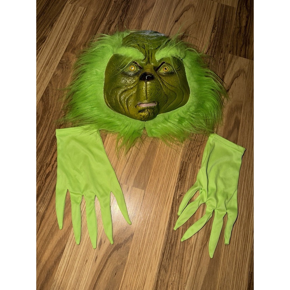 The Grinch Mask Adult Full Head Latex Xmas Christmas Cosplay Costume Gloves